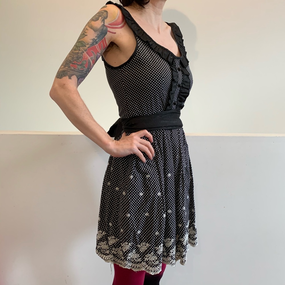 Black polka dot party dress